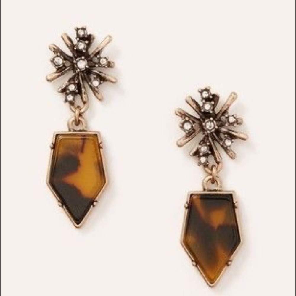 NWT Bronze Tortoiseshell Star Statement Earrings